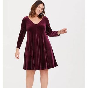 Purple velvet fluted dress Torrid